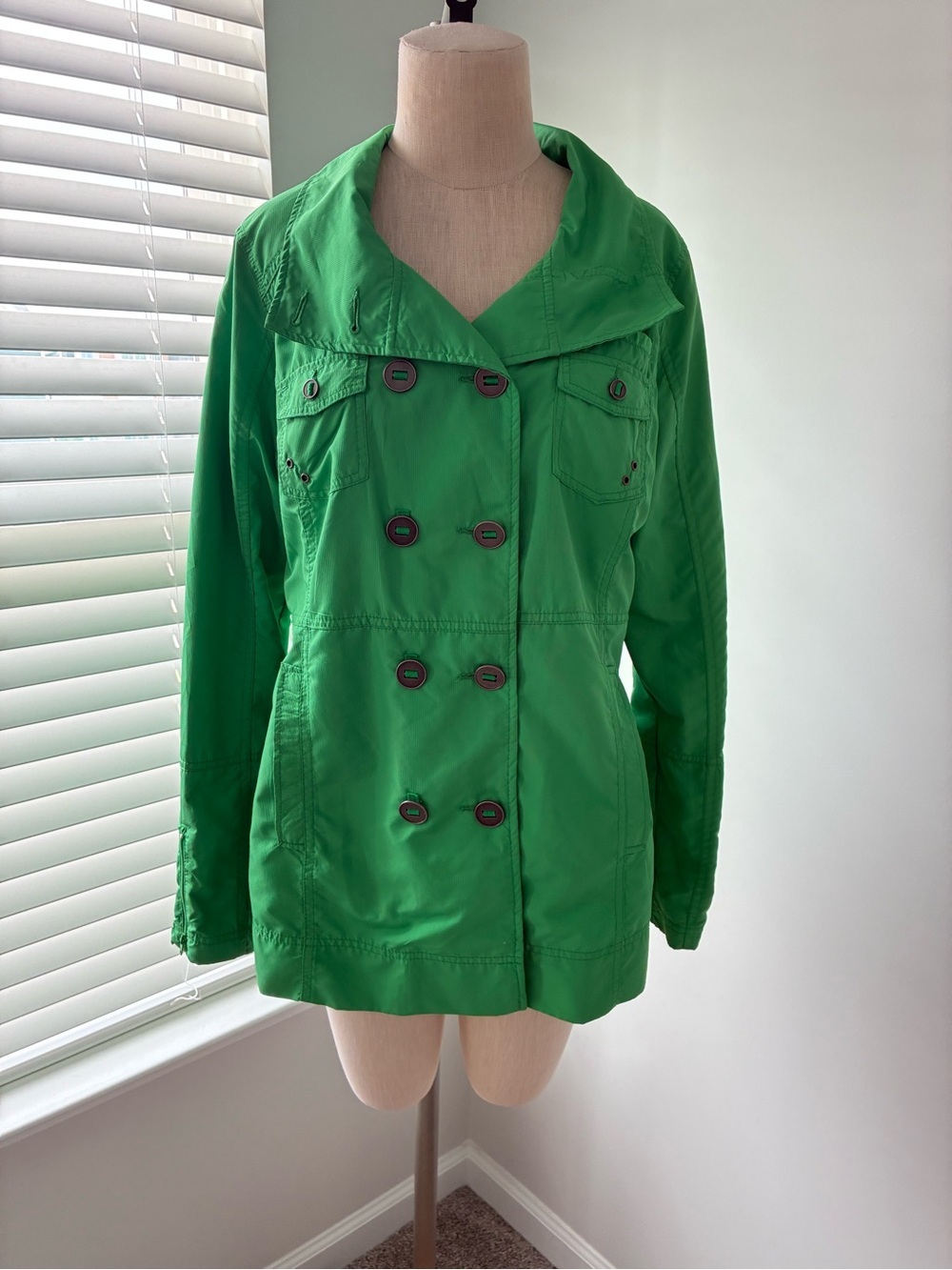 Hurley Women's Green Double Breasted Utility Jacket
